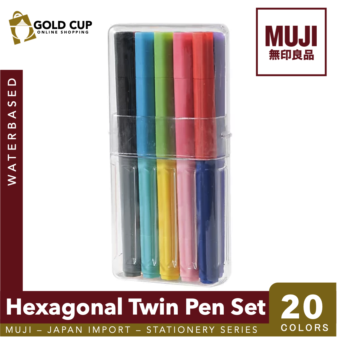 MUJI Hexagonal Waterbased Twin Pen 20 Color Set Lazada PH