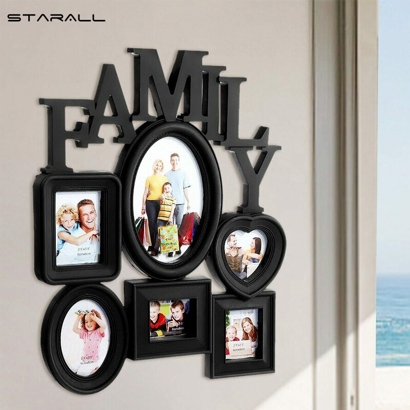 Family Photo Frames Wall Hanging Combination 6 Pictures Holder Display