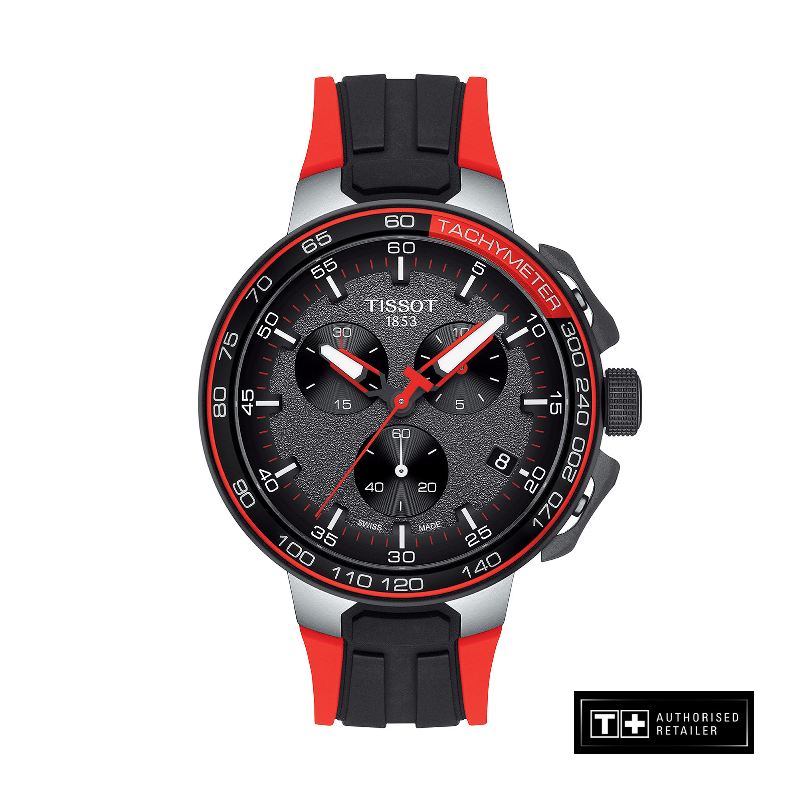 Tissot T Race Cycling Chronograph Men S Red Black Silicone Strap And Gunmetal Dial Quartz Watch