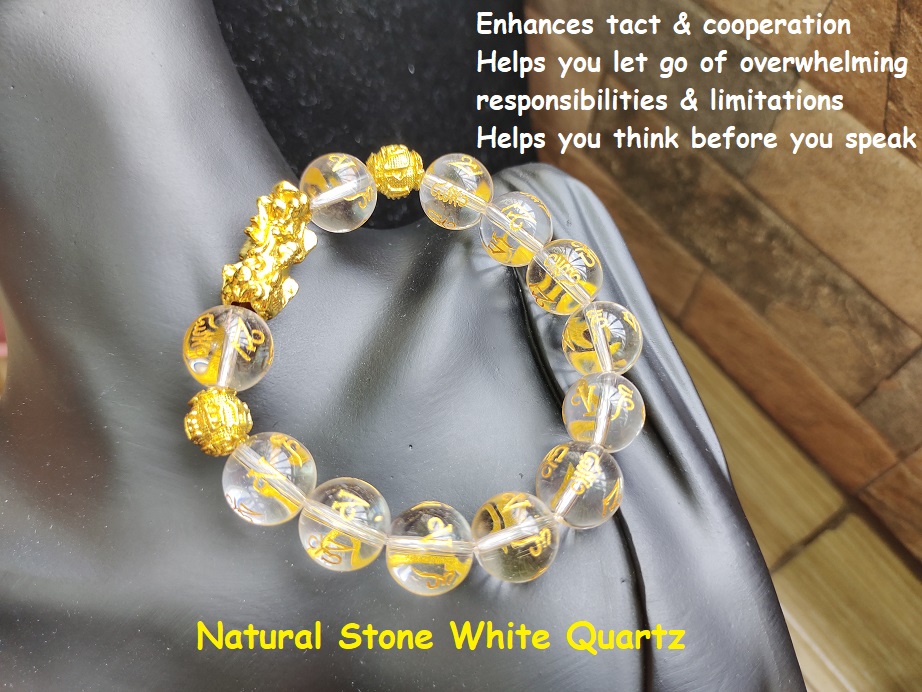  LOTONTJ Feng Shui Pixiu Wealth Bracelet Color Change Piyao  CAI/Fortune Mark Dice Coin Beads Himalaya Flower White Crystal 12mm  Powerful Chakra Gemstone Talisman Attract Money Gamble Luck Windfall :  Clothing, Shoes