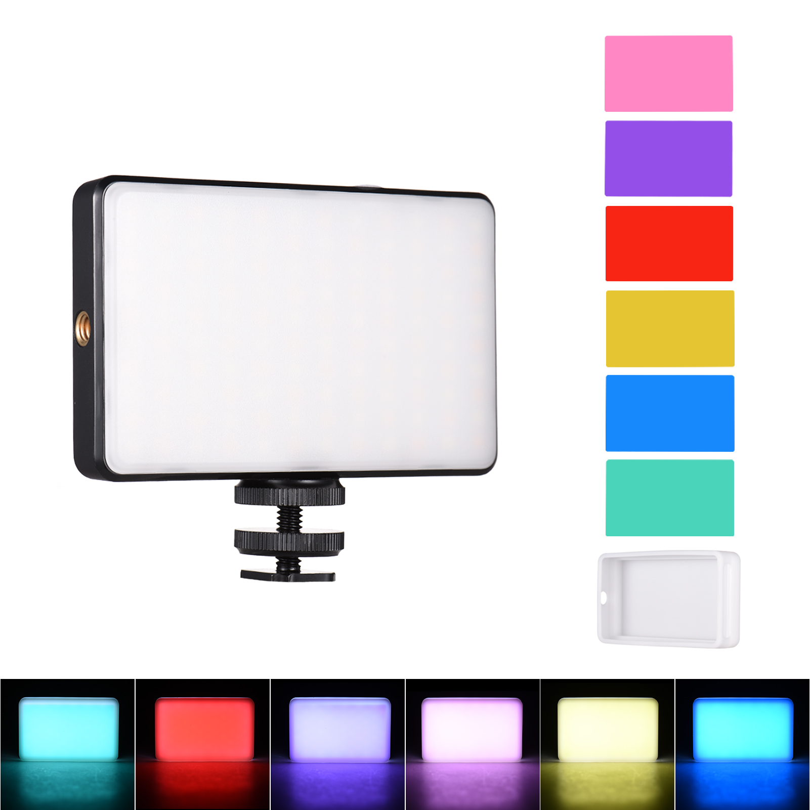 Andoer ST120 Pocket LED Video Light Rechargeable Fill Light 2500K-9000K Bi-color Temperature Dimmable CRI95+ with Silicon Diffuser 6PCS Color Filters for Vlog Live Streaming Product Photography