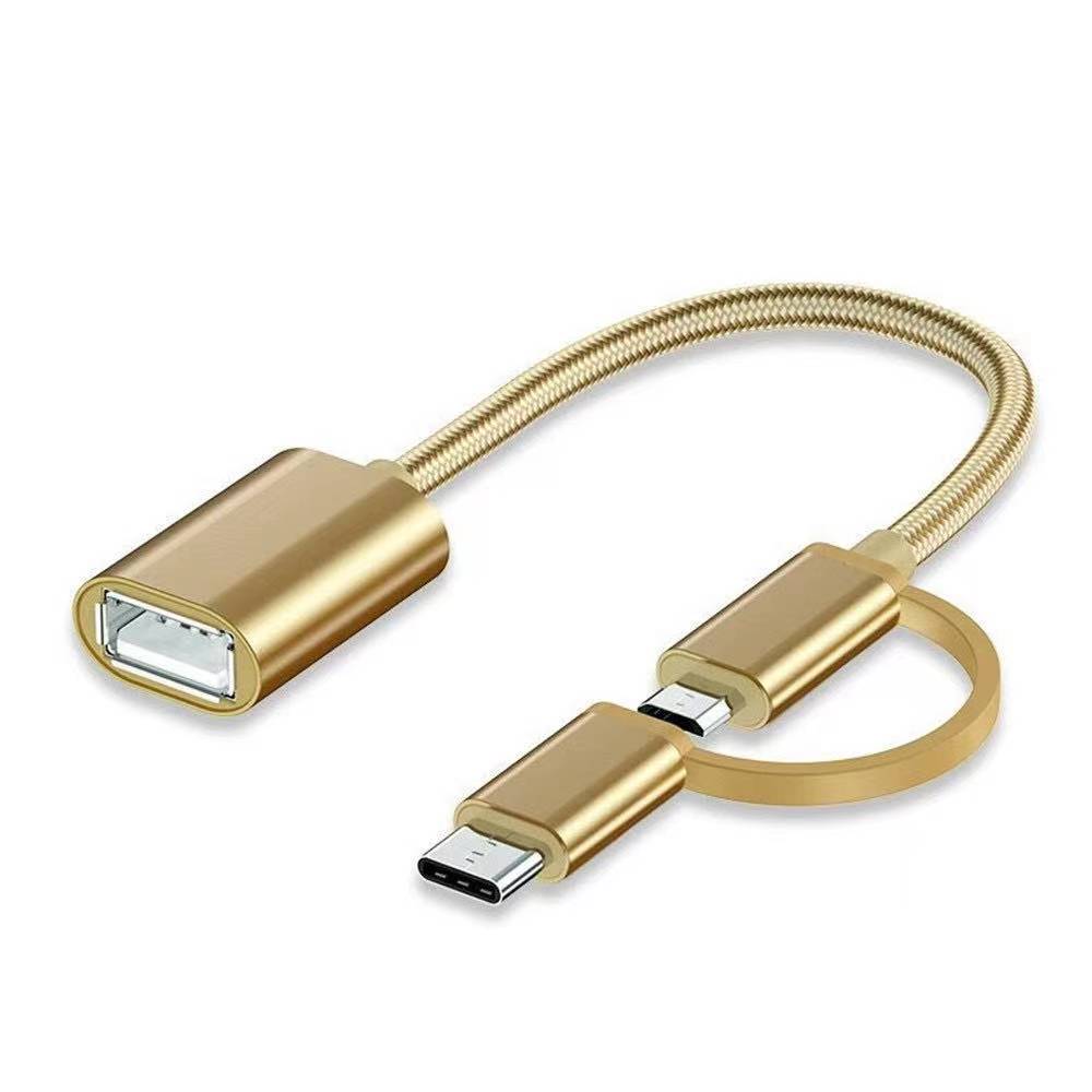 2in1 OTG USB Cable Adapter Micro USB TypeC DATA Cable To USB Converter