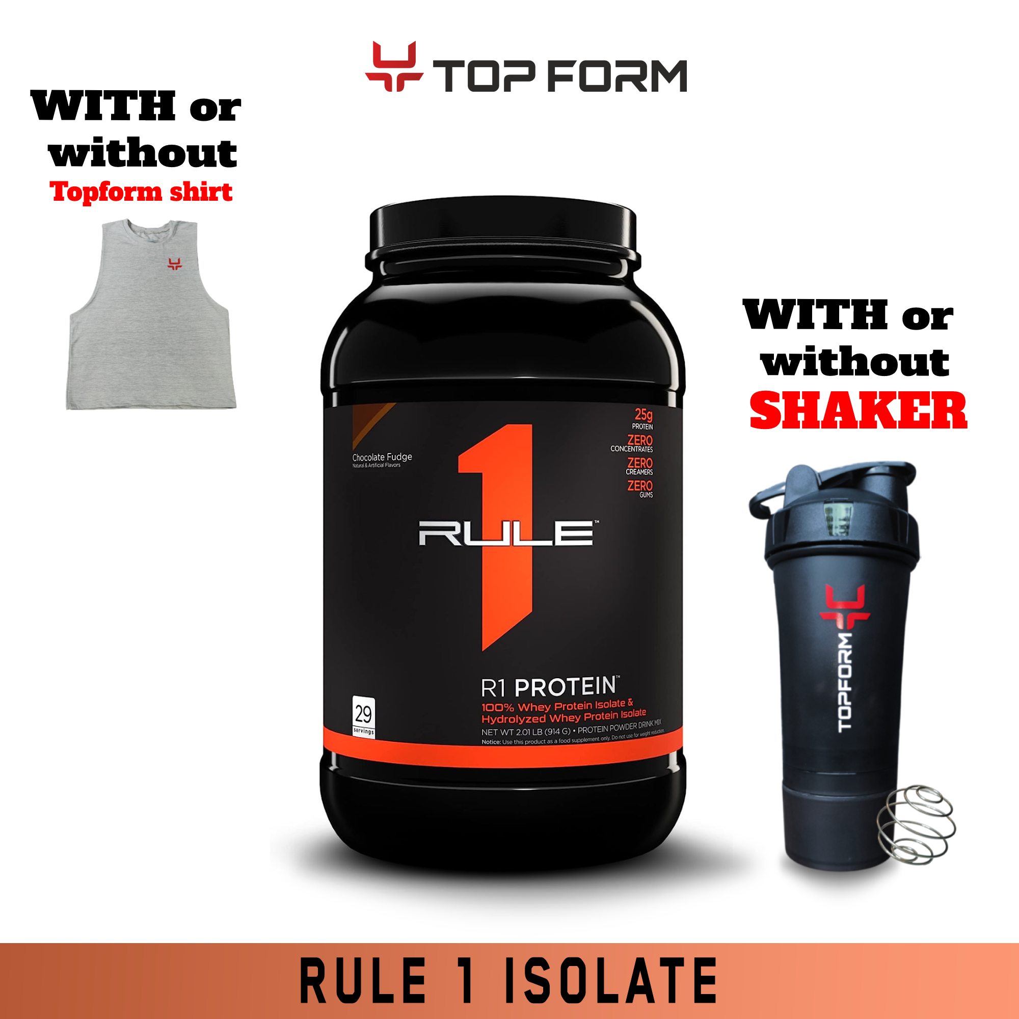 Rule 1 Whey Protein Isolate with FREE Rule 1 Shaker bottle, R1 PROTEIN  WHEY ISOLATE/HYDROLYSATE FORMULA Our flagship protein is made with  super-pure 100% whey isolate, fast-acting whey hydrolysate, and  virtually