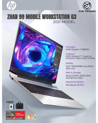 HP ZHAN 99 Mobile Workstation G3 2021 Model Brand New Laptop R7- 5800H 16GB RAM 512GB SSD