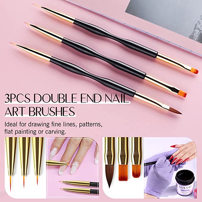 Saviland Nail Art Brushes Set - 6pcs Double-End Nail Art Brushes Kit  Professional Nail Art Tools