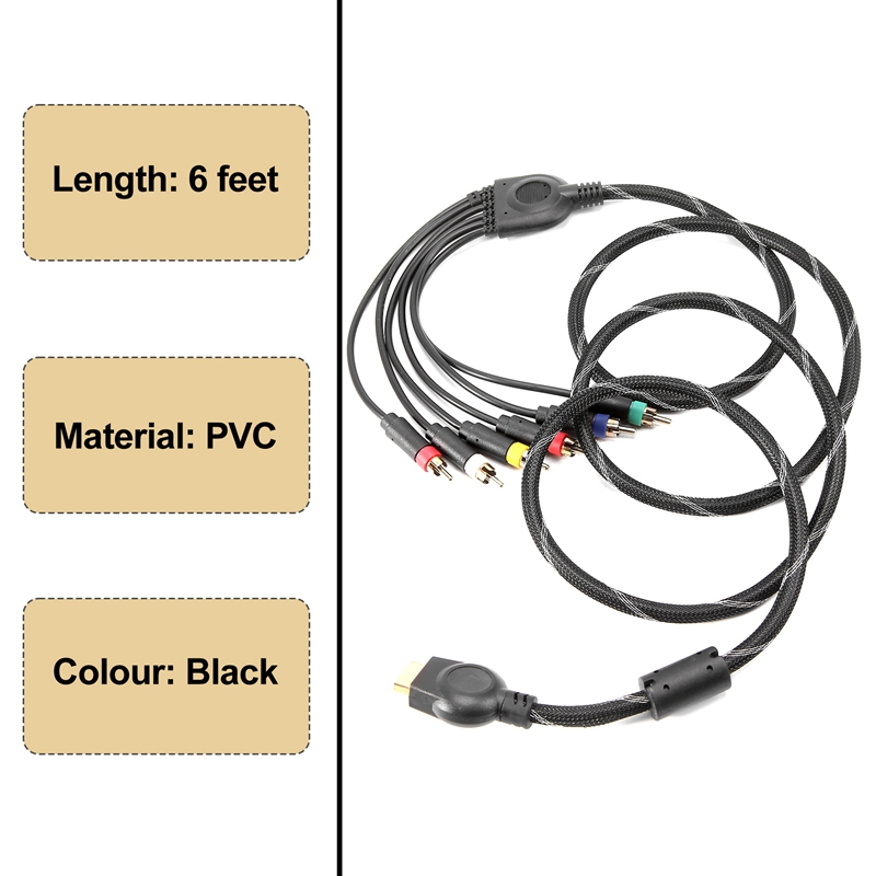 Suitable for PS2/PS3 Component Cable 1.8M Suitable for PS 2/3 High Resolution Game Cable Accessories