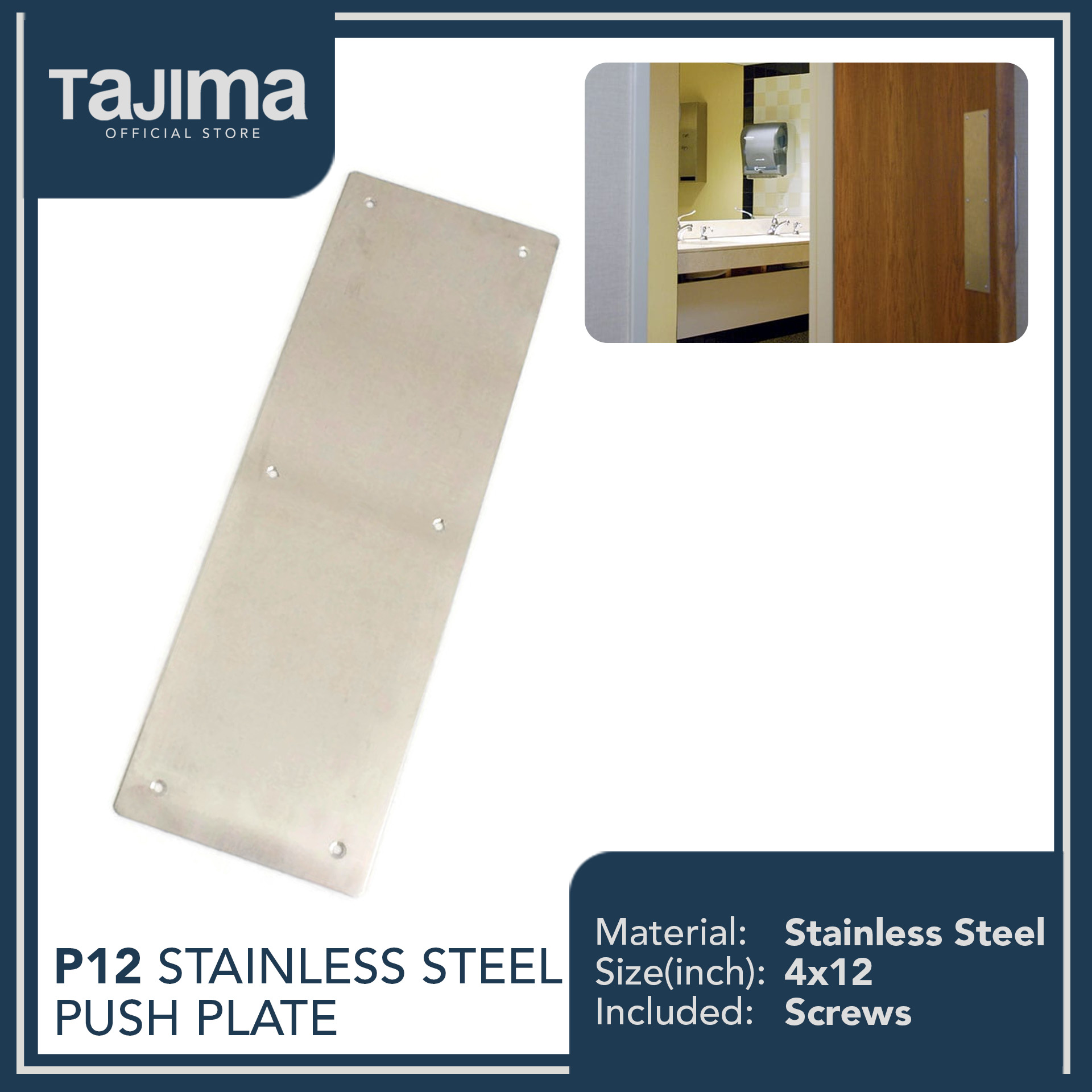 Stainless Steel Door Entrance Push Plate (4x12 inches) Lazada PH