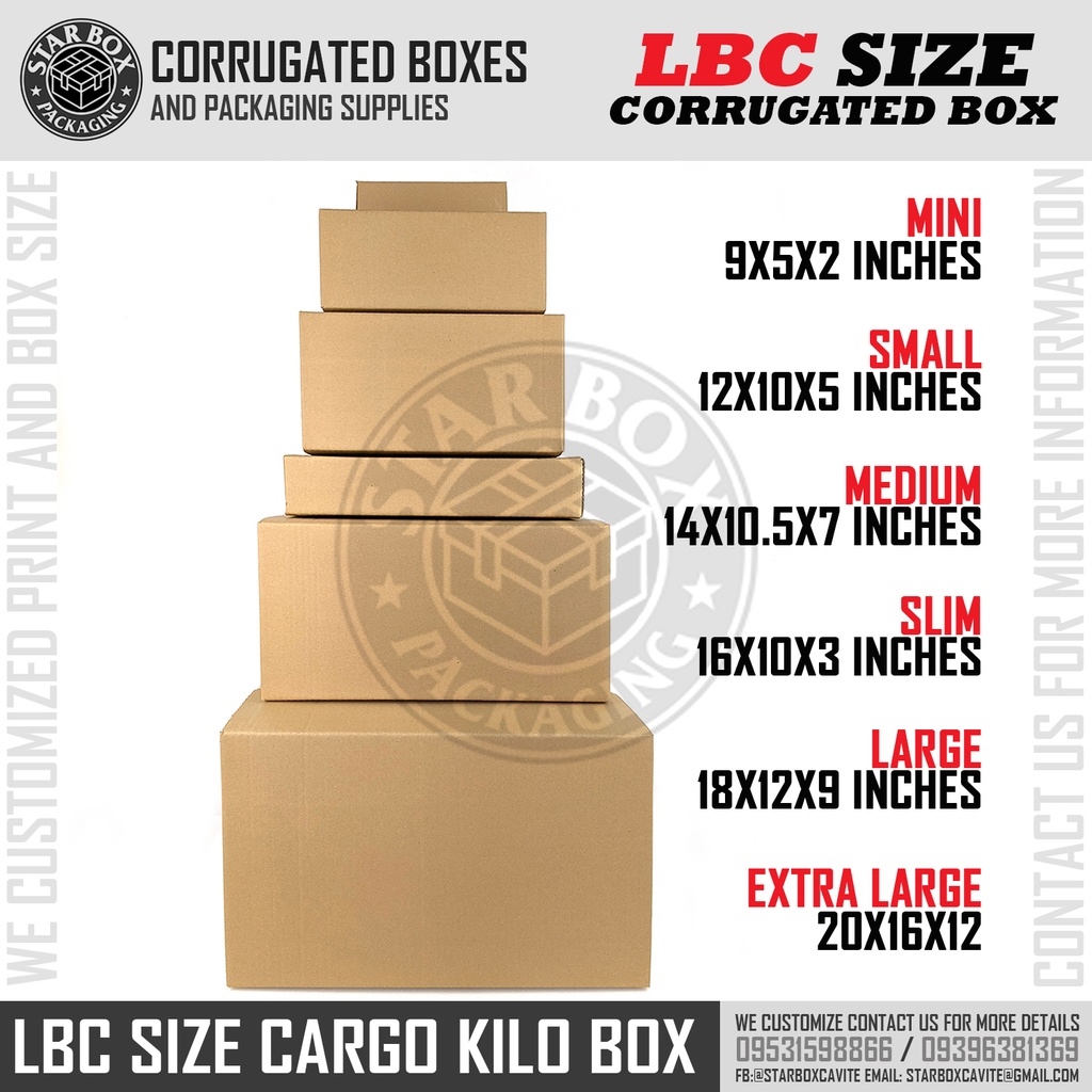 Starbox Small LBC Express Sizes Corrugated Cargo Shipping Boxes
