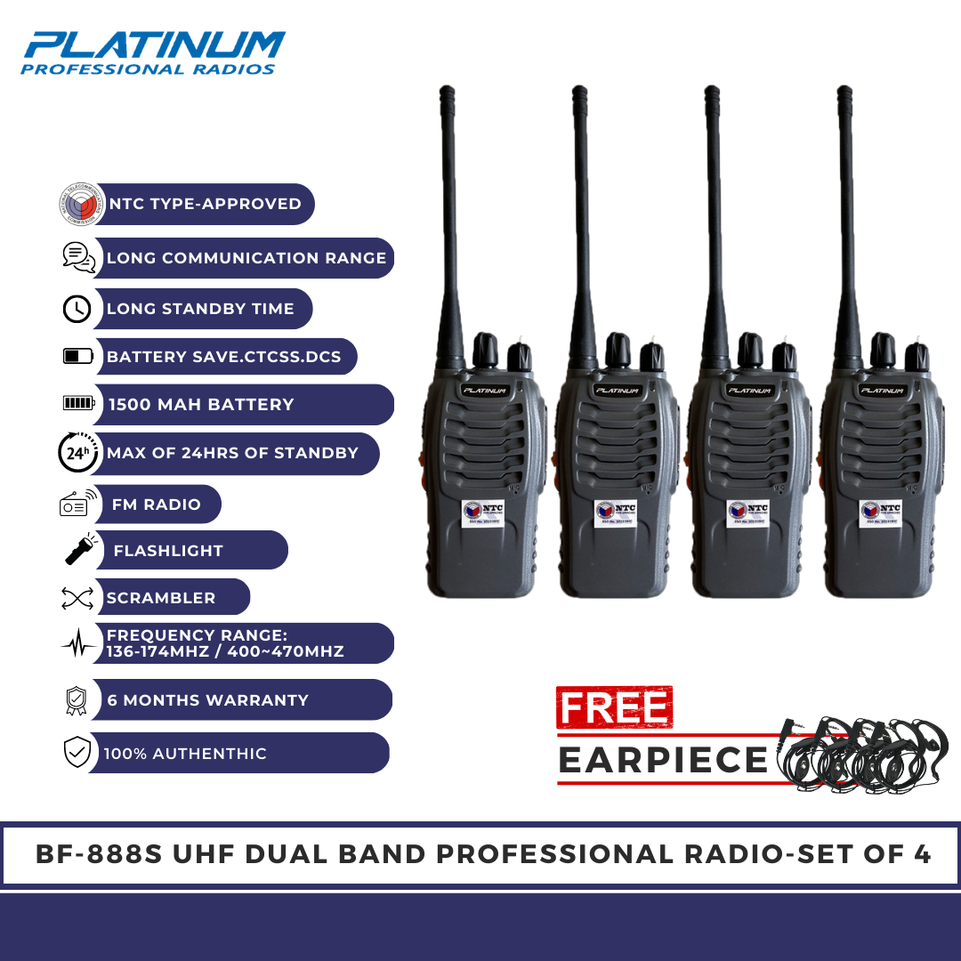 Platinum by Baofeng BF-888s set of Walkie Talkie Portable Two Way Radio  UHF Transceiver (NCT Type Approved) Lazada PH