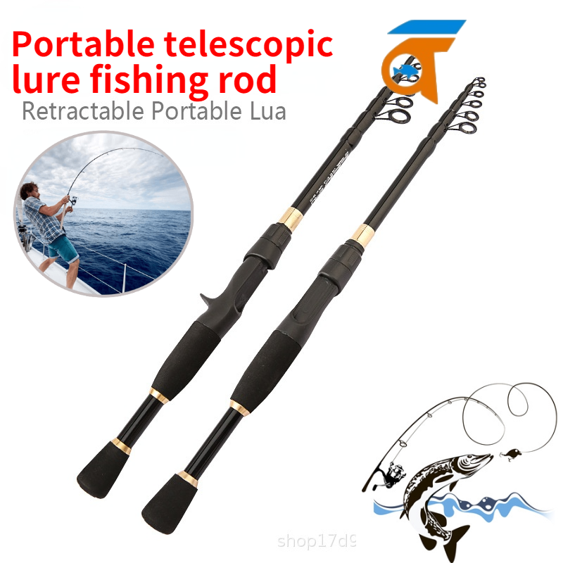 2.1M Fishing Rod Ultralight Carbon Fiber Telescopic Portable Sea Spinning 
