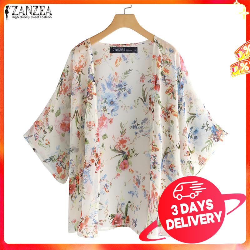 3 Days Delivery】ZANZEA Womens Bohemia Floral Summer Beach Kimono