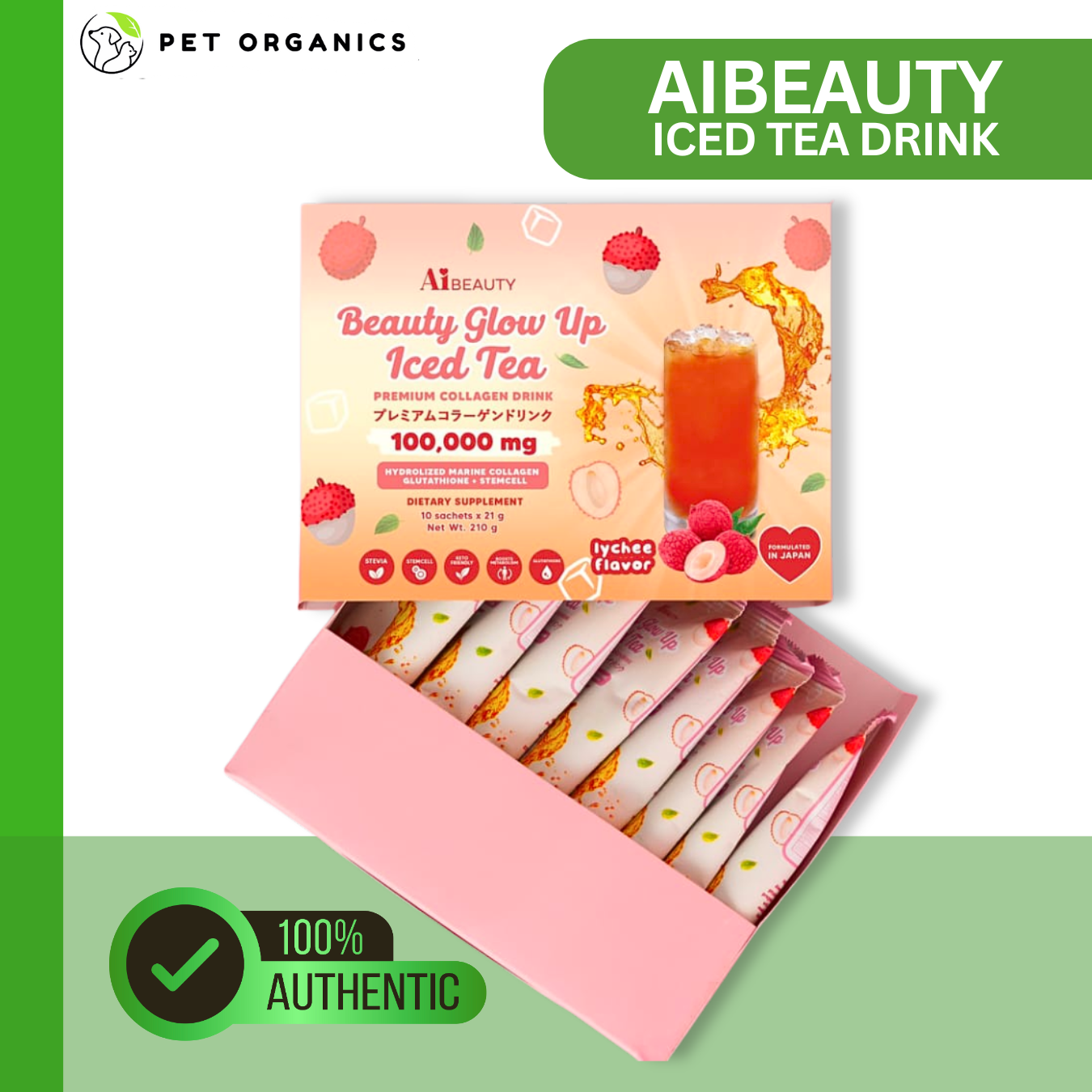 AiBeauty Glow Up Iced Tea by Ivana Alawi Premium Collagen Drink Dear Face Beauty Milk Lumi