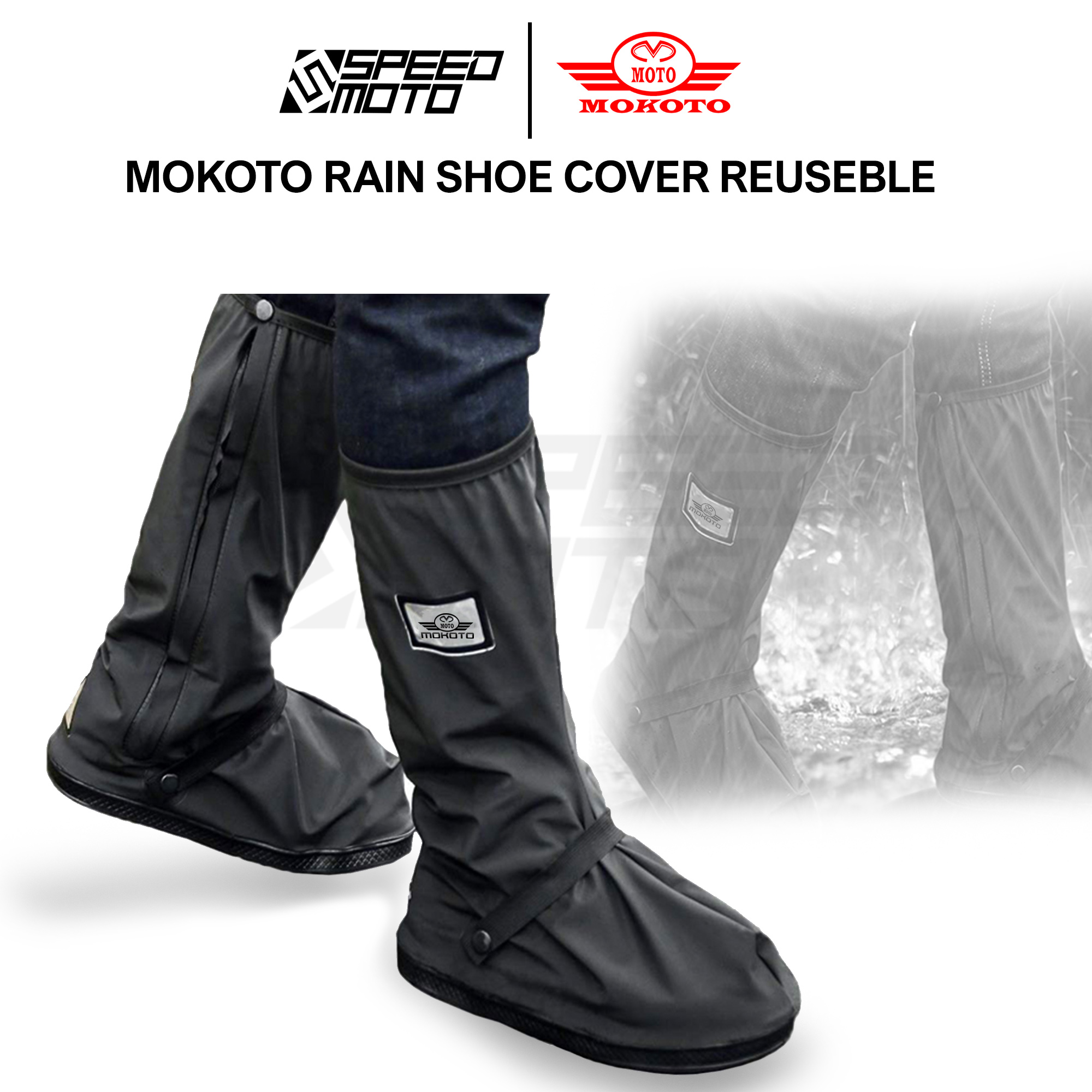 MOKOTO MOTORCYCLE RAIN SHOE COVER REFLECTIVE / RAIN BOOT COVER UNISEX