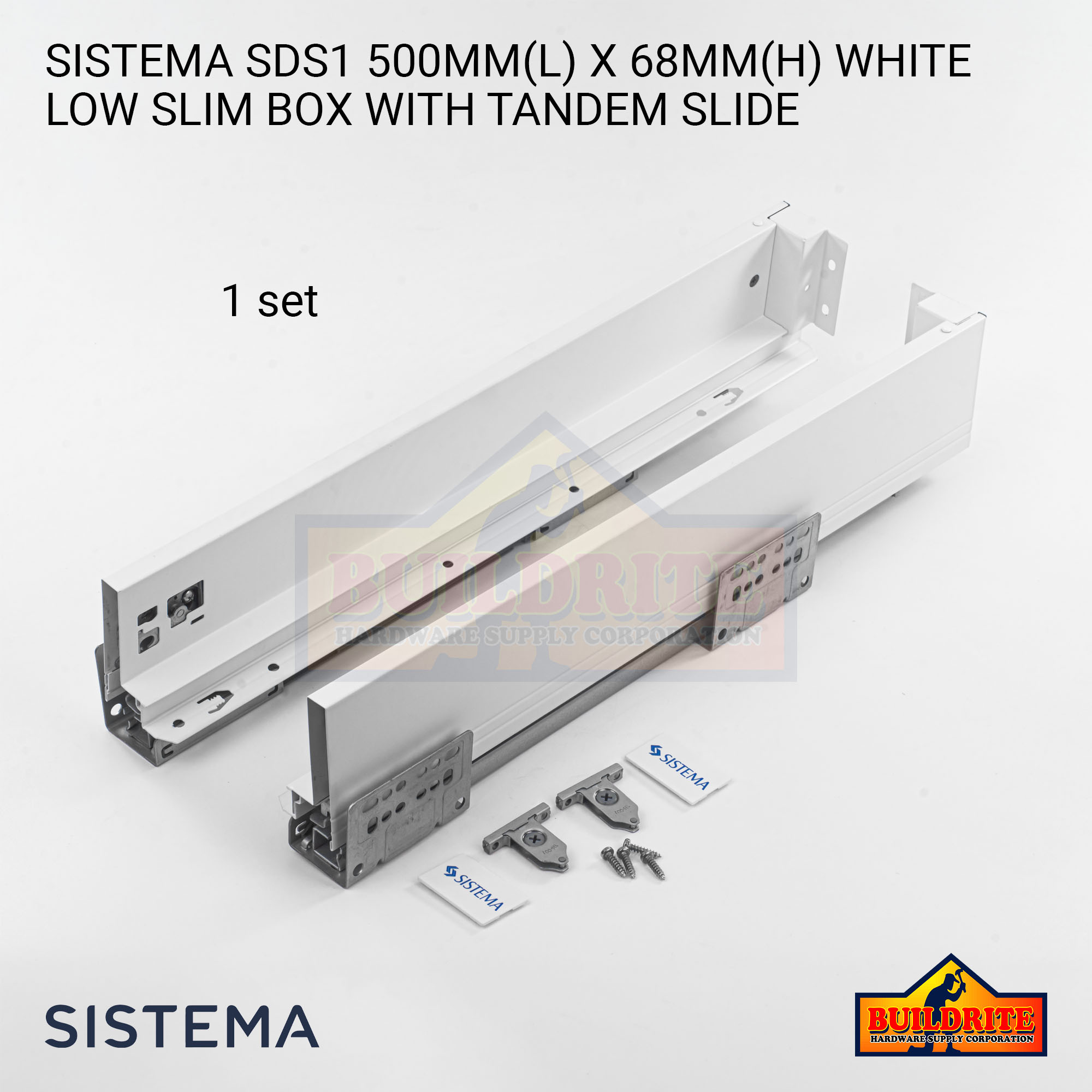 SISTEMA SDS1.WHITE 500mm(L) x 68mm(H) White Aluminum Sds1 Low Slim Box ...