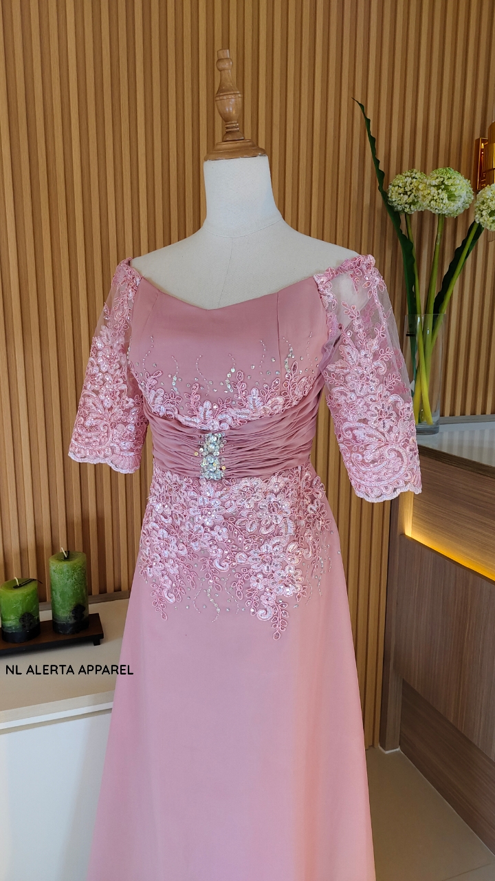 modern filipiniana dress pink Modern Old Rose Filipiniana Dress Taiwan Jusi Fabric Old Rose Filipiniana  Dress Pink Barong
