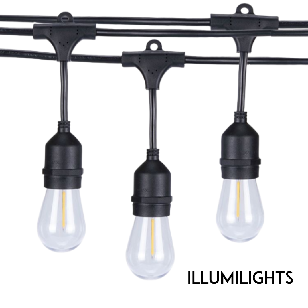 ILLUMI LIGHTS Edison Bulb Solar Powered 48ft / 10 Meters 20 Bulbs Patio