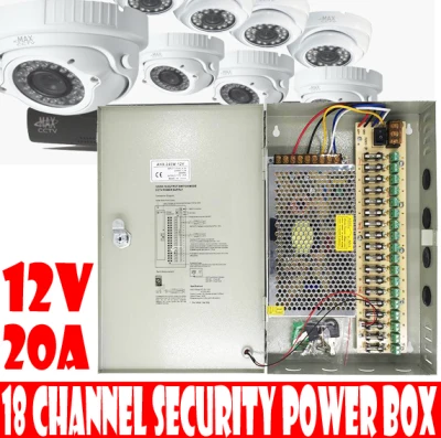12V 20A 18 Channel Security Power Box Centralized CCTV Power Supply Box Led Switch Power Box