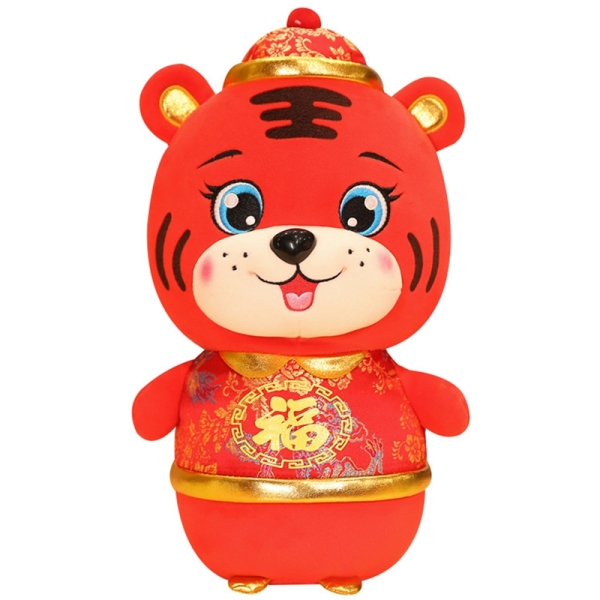 2022 New Year Chinese Zodiac Tiger Plush Toys Lovely Red Tiger Mascot Plush Doll Stuffed for Kids Baby