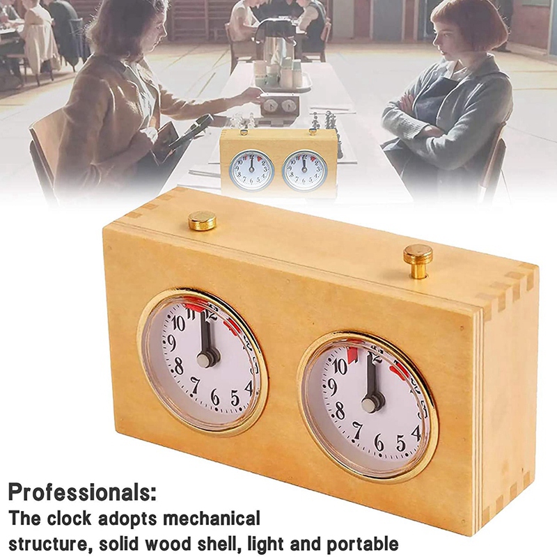 Wooden Chess Timer Tournament Competition Game Chess Clock Timer Gift Wind-Up Mechanical Accessories for Board Games