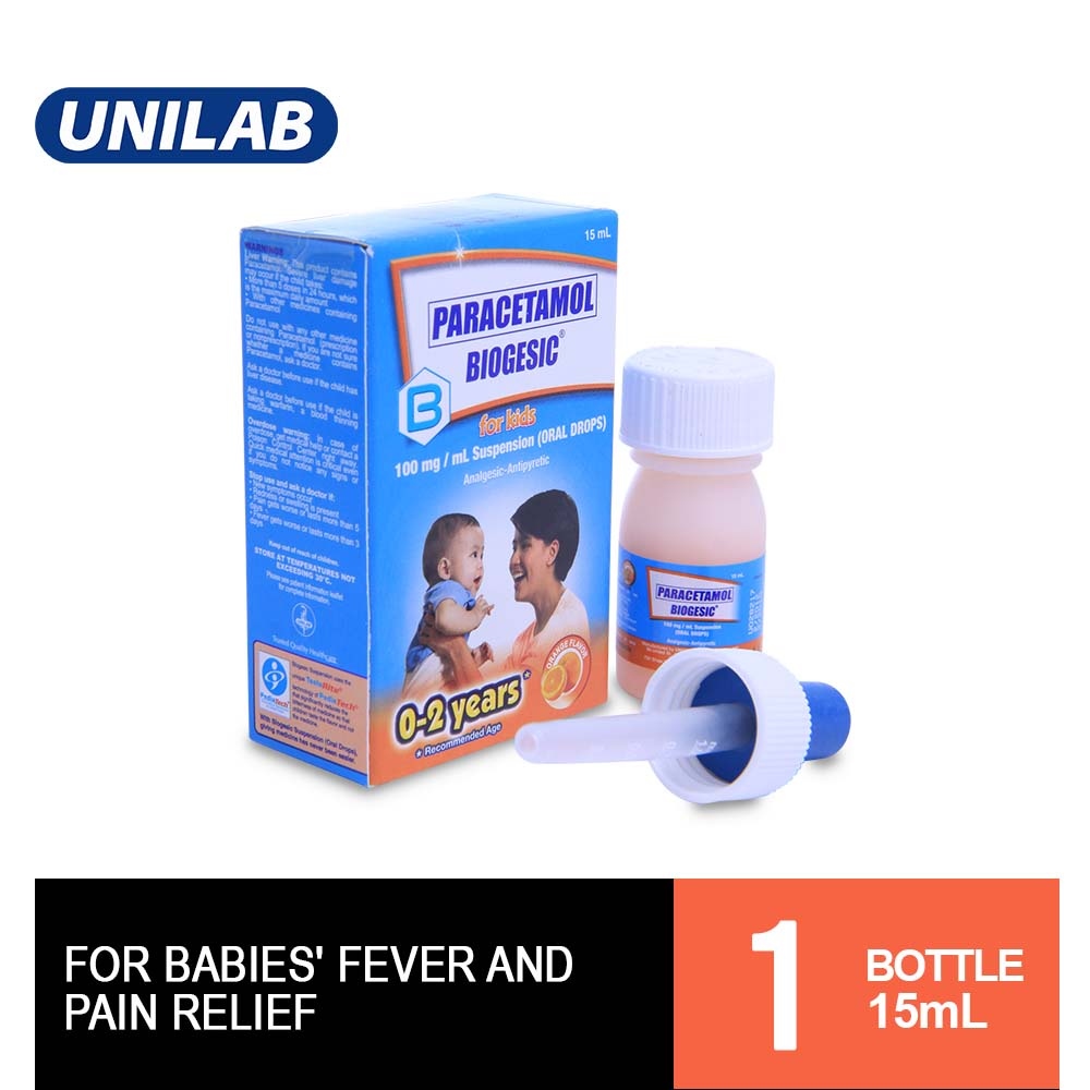 Biogesic for Kids 100mg Drops 15mL For Babies' Fever And Pain Relief