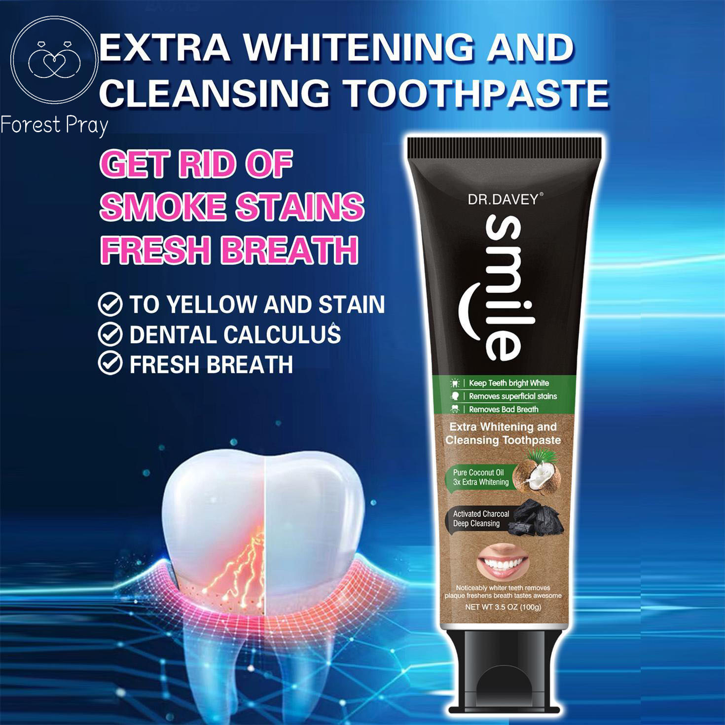 Coconut Carbon Cleaning Tobacco Stains Removing Toothpaste Whitening