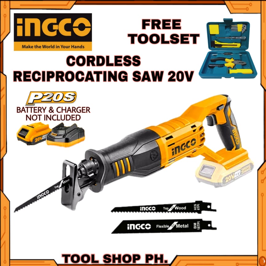 INGCO Cordless Reciprocating Saw 20V CRSLI1151 With Free Toolset