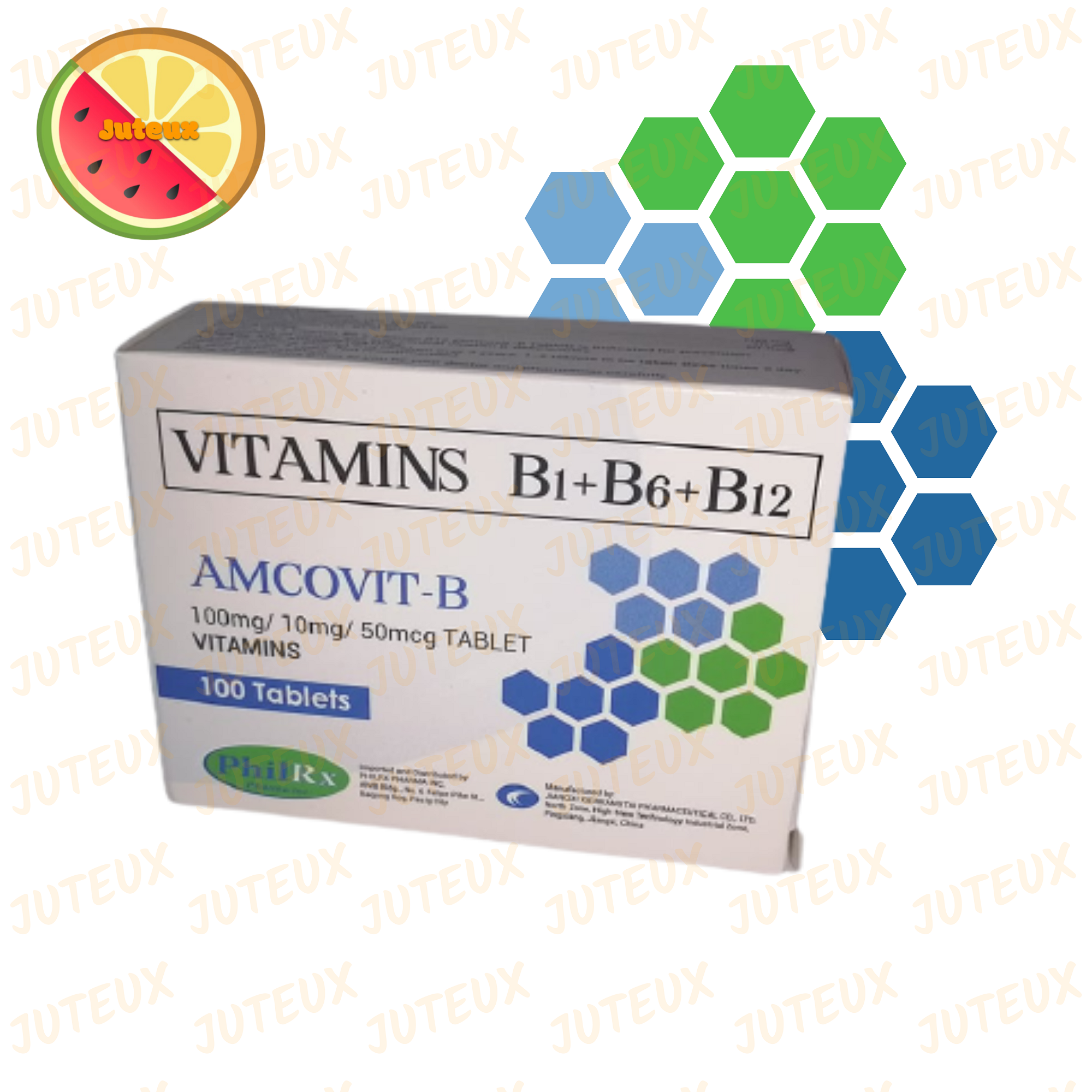 AMCOVIT B Vitamins B1 + B6 + B12, 100 mg/ 10 mg/ 50 mg Tablet, 100