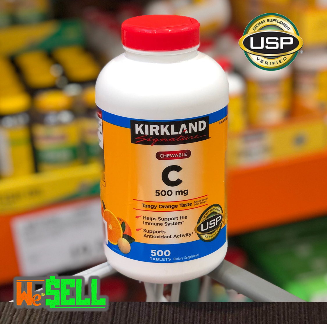 Kirkland Signature Chewable Vitamin C 500 mg 500 Tablets Tangy Orange