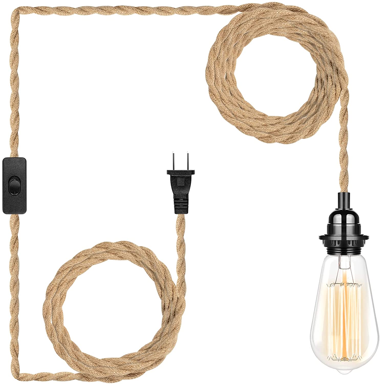 Black Industrial Pendant Light On/Off Pull Chain Adjustable Height Ceiling Light Fixture 100CM Hanging Cord for Kitchen