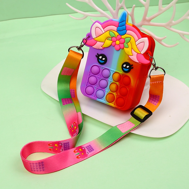 Lengthen Unicorn Pop It Bag Rainbow Bag Popit Wallet Princess Phone