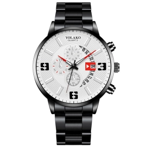 ภาพหน้าปกสินค้า2021 YOLAKO นาฬิกาแฟชั่น นาฬิกาผู้ชาย ดำ สายสเตนเลส นาฬิกาควอตซ์ บอกวันที่ สายหนัง นาฬิกาสปอร์ตลำลองกันน้ำกันกระแทก รุ่นYO461 ซึ่งคุณอาจชอบราคาและรีวิวของสินค้านี้