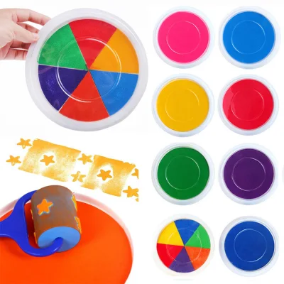 JUTBONG Preschool Learning Hand Print DIY Craft Cardmaking Finger Painting Drawing Toys Stamp Ink Pad
