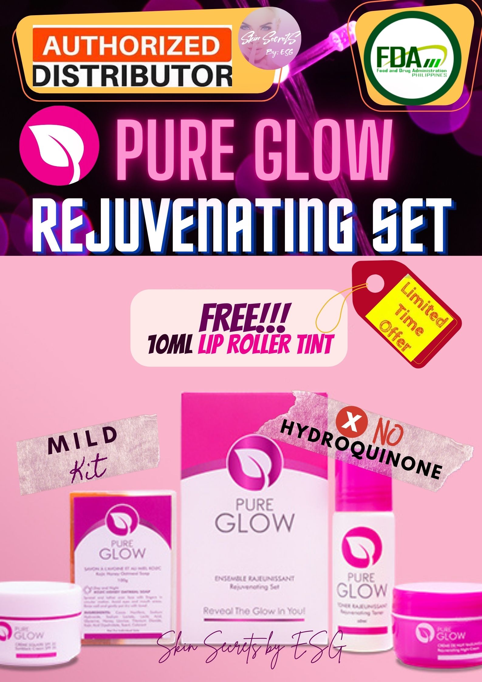 Pure Glow Rejuvenating Set with FREE LIP TINT (very mild, no