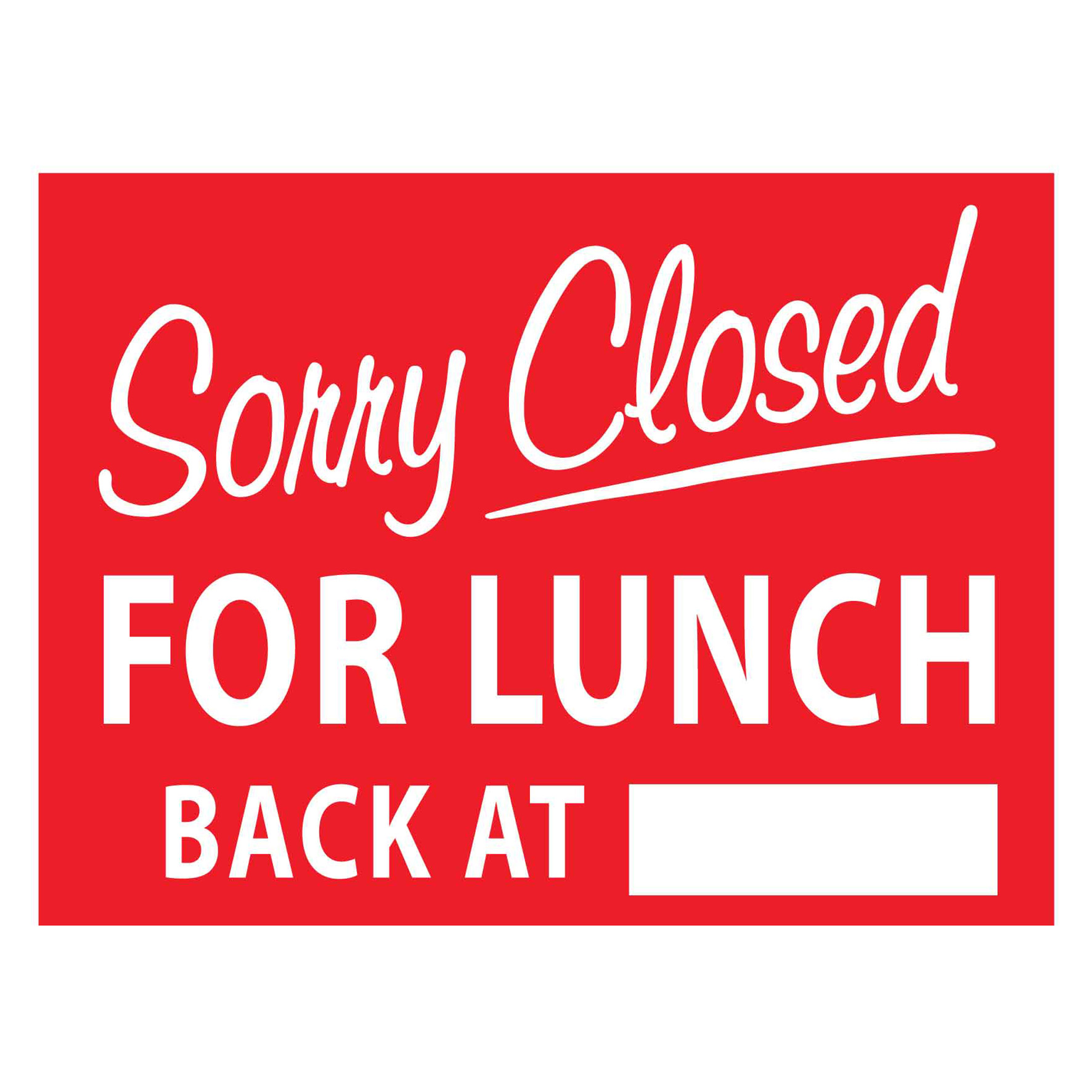 Sorry Closed for Lunch - Red - Laminated Signage Waterproof - A4 Size ...