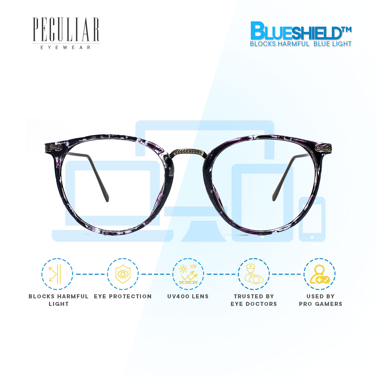 Peculiar JOANNE Round Anti-Radiation Lens Lightweight Replaceable for ...