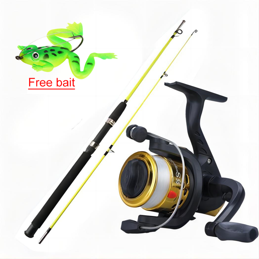 Suke Fishing Rod Reel Set Spinning Reel Fishing Rod 2 Section 1.2M 1.5M