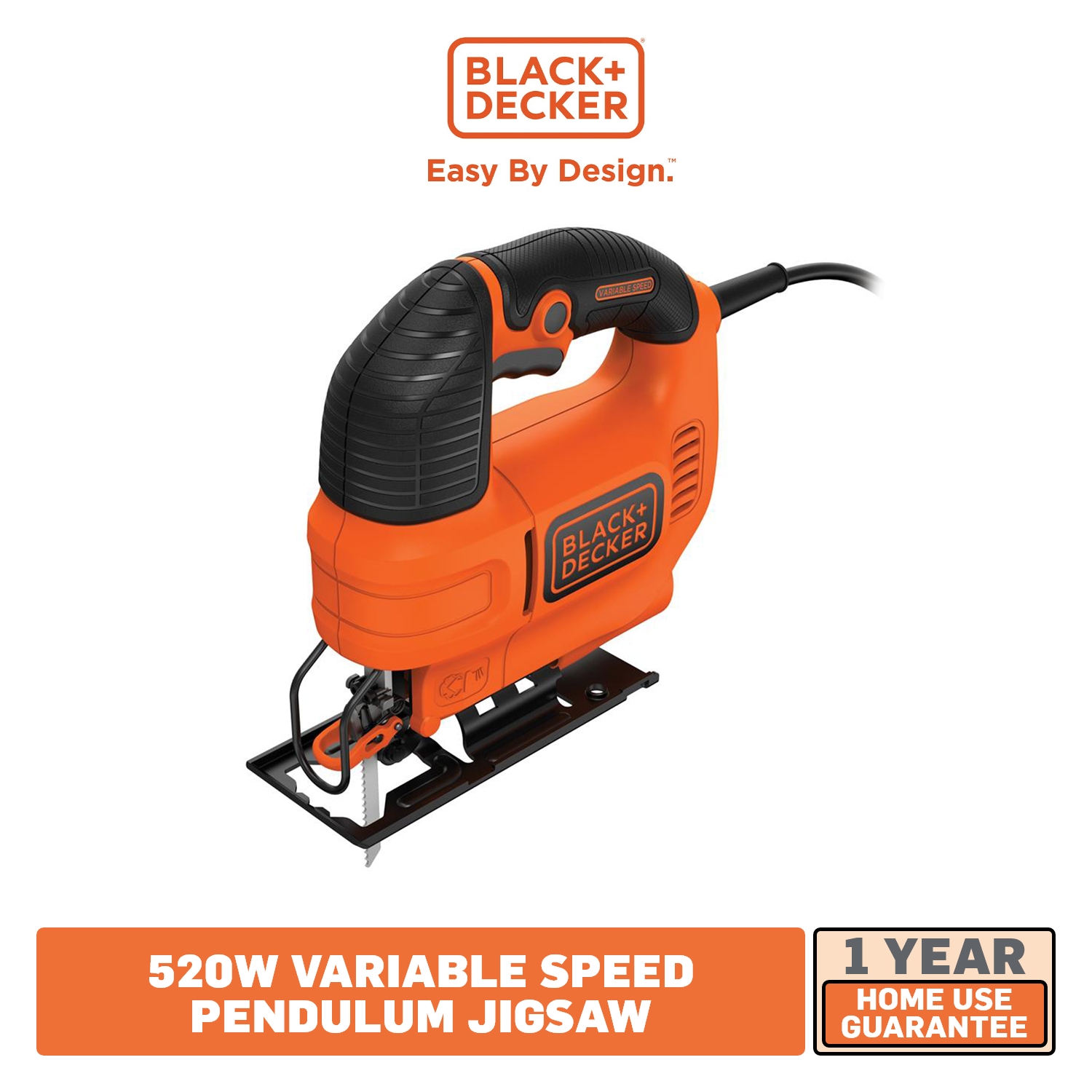 BLACK DECKER Variable Speed Pendulum Jigsaw 520W KS701E QS