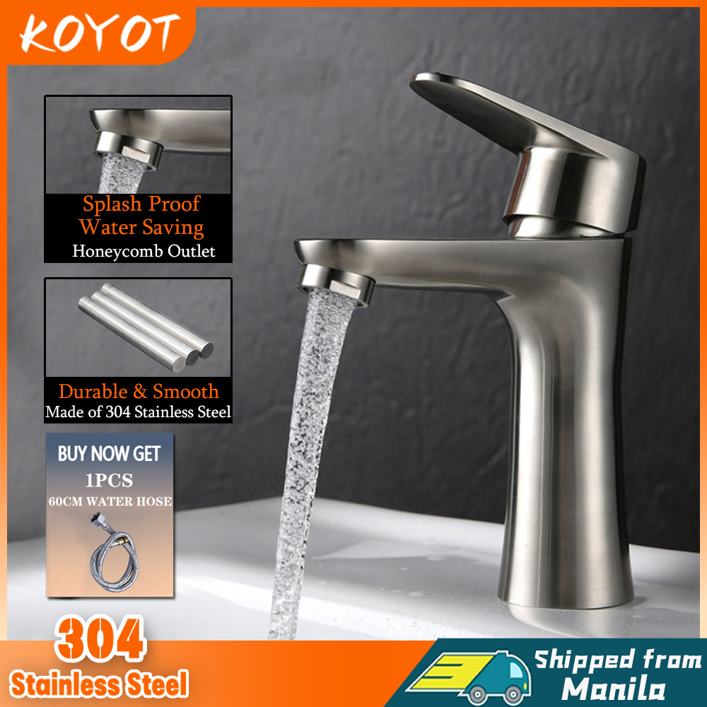 KOYOT 304 Stainless Steel Fashion Style Bathroom Faucet Water Saving Tap Single Cold Single