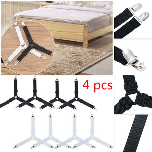 New 4pcs Foldable Bed Sheet Grippers Clip Adjustable Sheets Holder