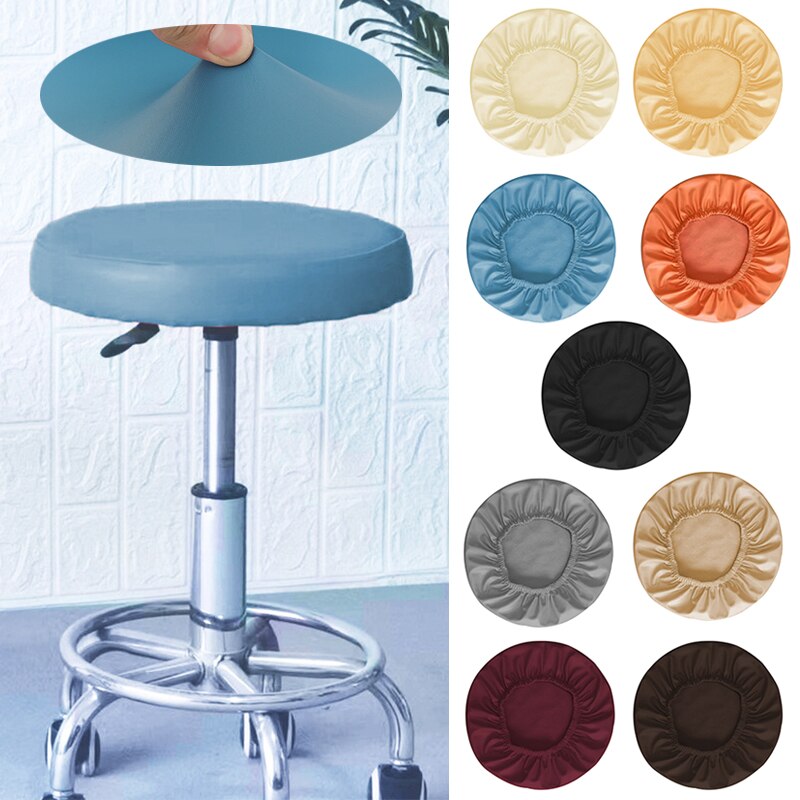 Elastic Pu Leather Round Stool Cover Waterproof Stool Protective Cover Bar  Salon Small Round Seat Cushion Cover Living Room Home Decor - Temu