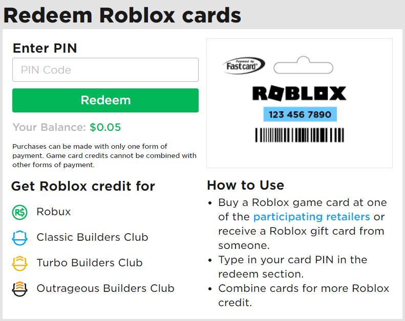 Roblox Redeem Card Pin Free