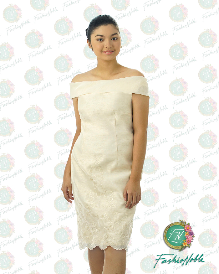 Off shoulder outlet filipiniana gown