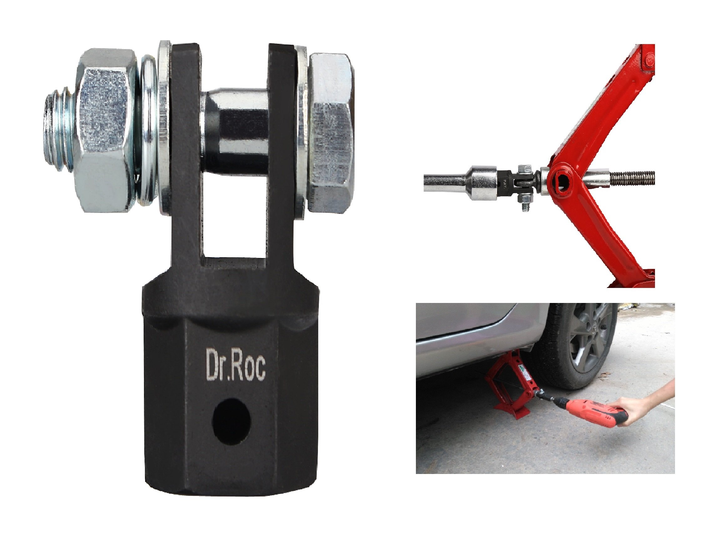 Dr.Roc Scissor Jack Adapter for 1/2 Inch Drive Impact Wrench or 13/16