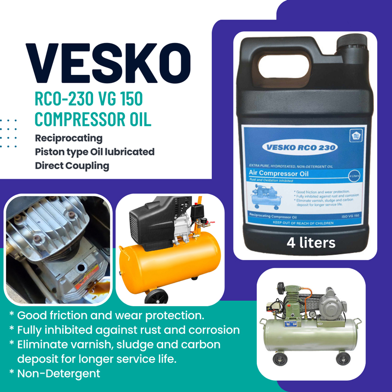 Compressor Oil (Non-Detergent, Reciprocating) - Vesko RCO-230 VG 150 ...