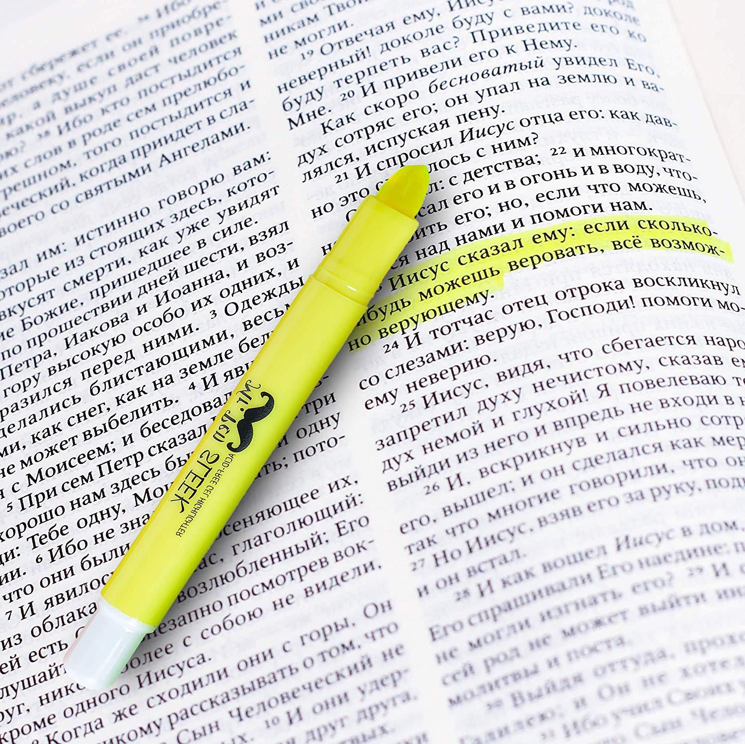 Mr. Pen- Gel Highlighters, Bible Highlighter, Pack of 8, No Bleed  Highlighter, Yellow Highlighters, Dry Highlighter, Bible Study Highlighter,  Bible Journaling Supplies, Bible Markers for Tabs: Highlighters