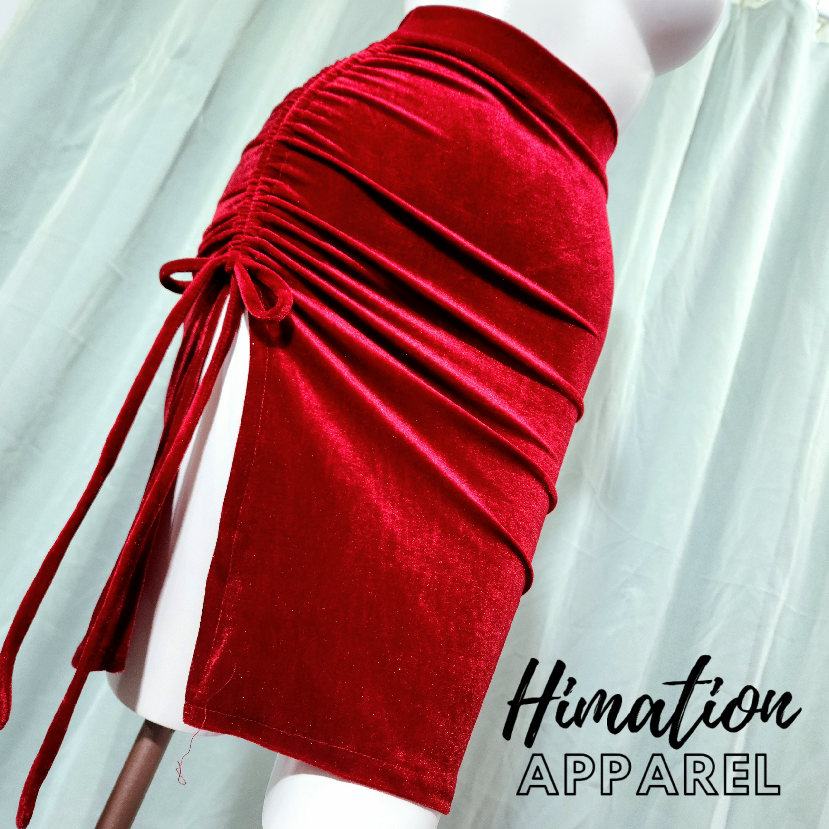 velvet high wasted side tie slit skirt HIMATION APPAREL Lazada PH