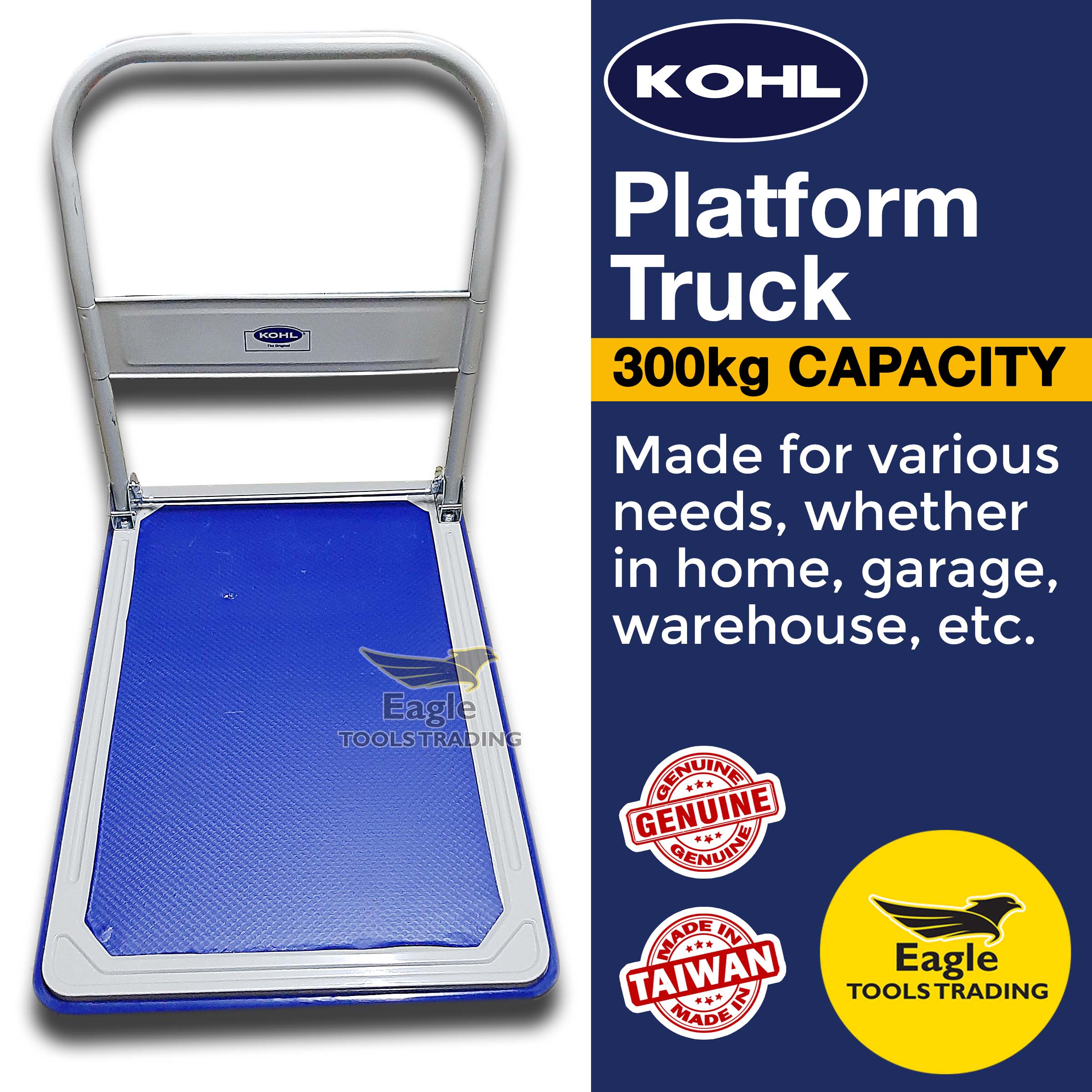 Kohl Platform Truck 300kg (660 lbs) Capacity Push Cart Foldable Dolly