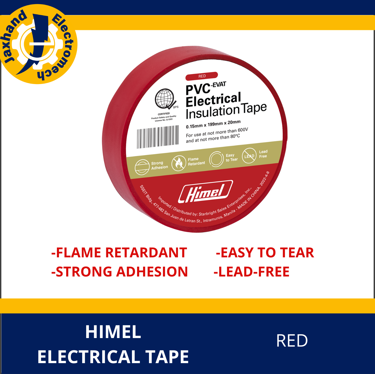 Himel PVC Electrical Tape Fire Retardant / Insulation Tape / Adhesive