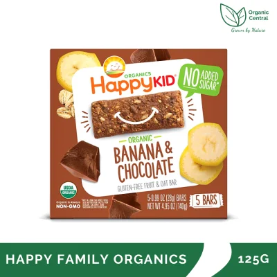 Happy Family Organics Happy Kid Banana + Chocolate Fruit & Oat Bar 5 Bars (28g) Each