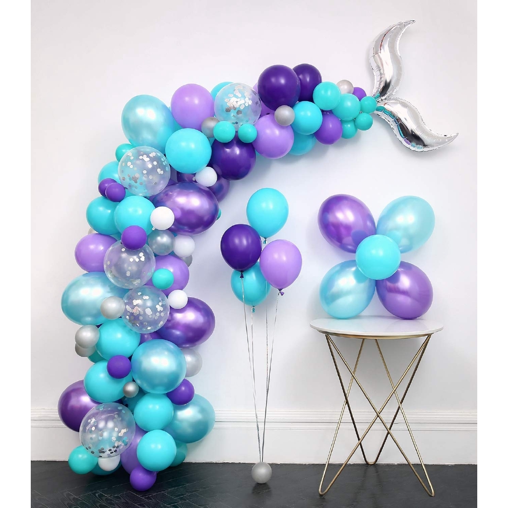 89pcs Purple Teal Balloon Garland Arch Kit for Mermaid Theme Birthday ...